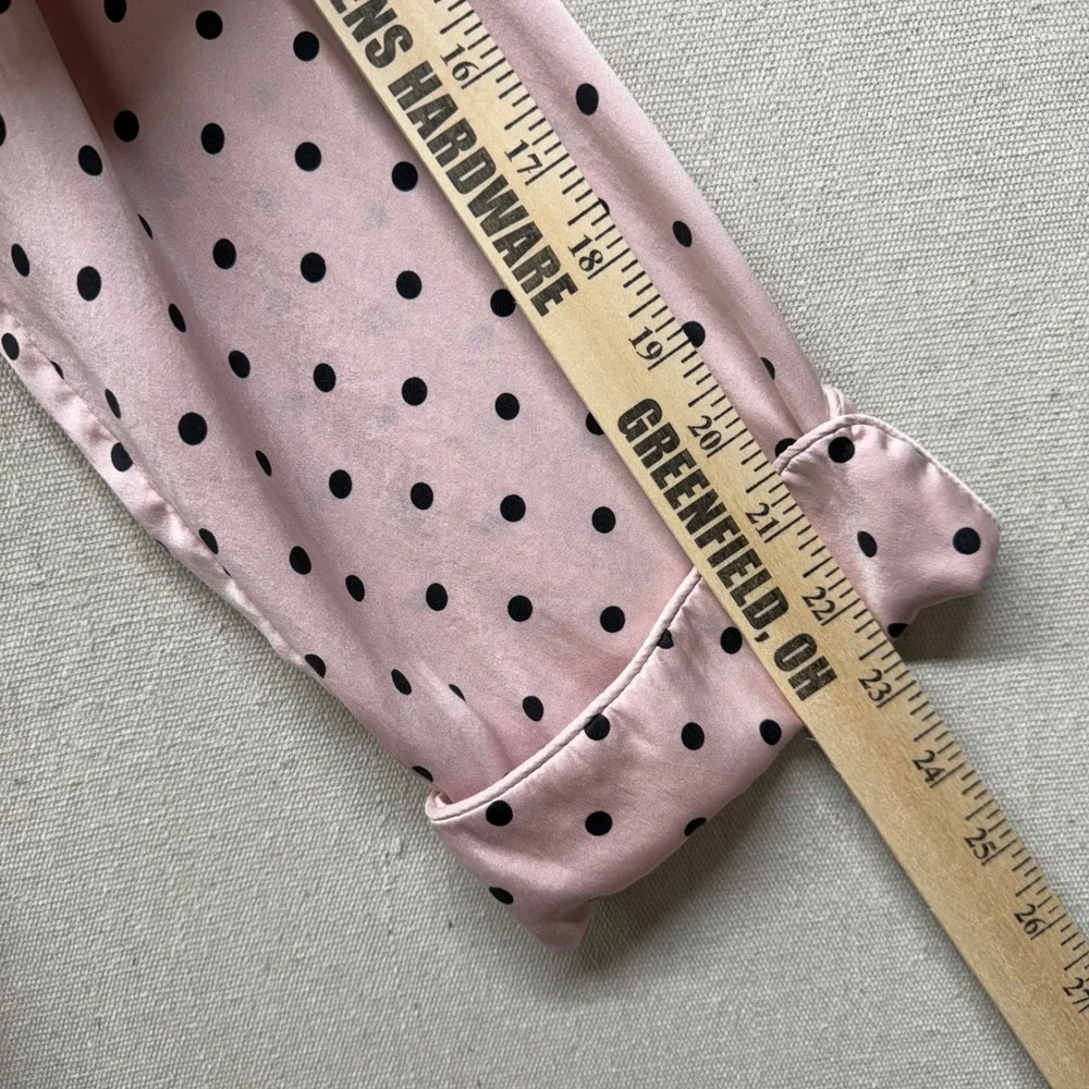 Victoria's Secret Pink Polka Dot 100% Mulberry Silk Pajama Set Top Pants M - Picture 13 of 16
